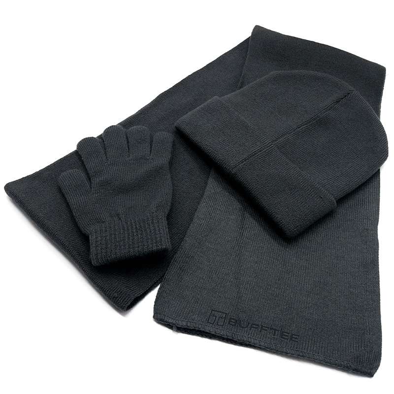 Bufftee Adults Beanie Scarf & Gloves Winter Warm Set-Grey