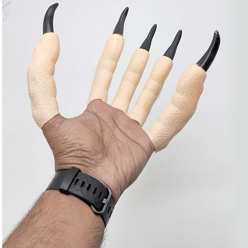 Halloween Witches Fingers -Scary Fake Claws-Black Nail Props