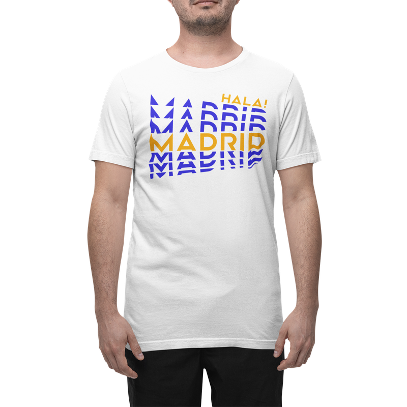 BUFFTEE Hala Madrid Spain Home Jersey Style Supporters T-Shirt - Unisex Word Illusion