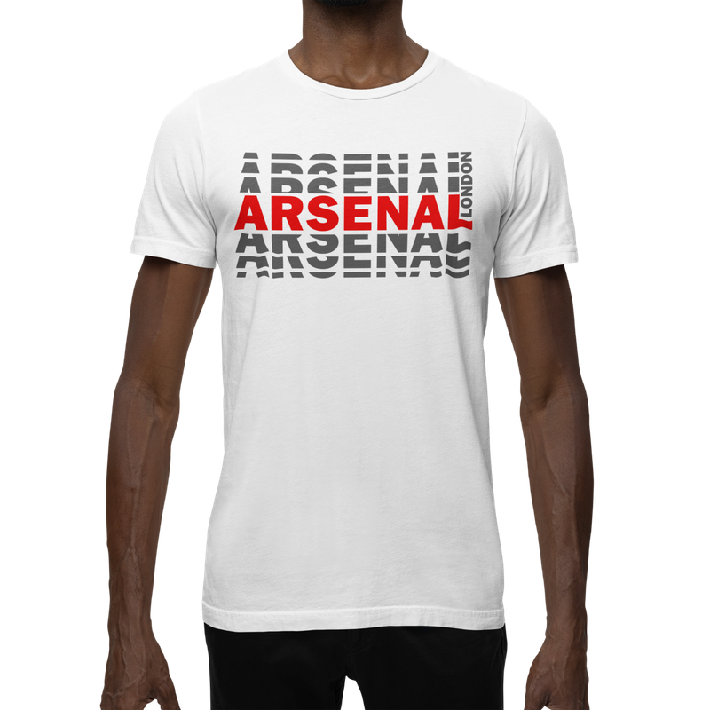 BUFFTEE Arsenal London Home Jersey Style Supporters T-Shirt - Unisex Word Illusion