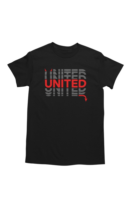 BUFFTEE United Home Jersey Style Supporters T-Shirt - Unisex Word Illusion