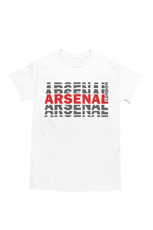 BUFFTEE Arsenal London Home Jersey Style Supporters T-Shirt - Unisex Word Illusion