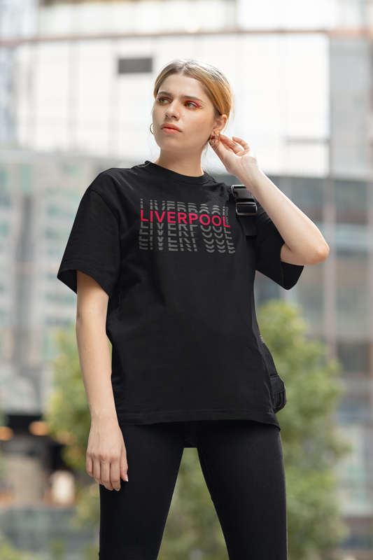 BUFFTEE Liverpool Home Jersey Style Supporters T-Shirt - Unisex Word Illusion