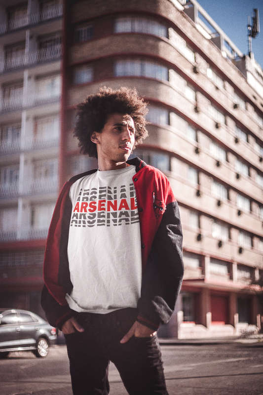 BUFFTEE Arsenal London Home Jersey Style Supporters T-Shirt - Unisex Word Illusion
