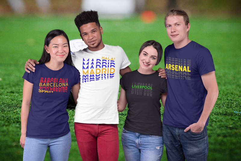 BUFFTEE United Away Jersey Style Supporters T-Shirt - Unisex Word Illusion