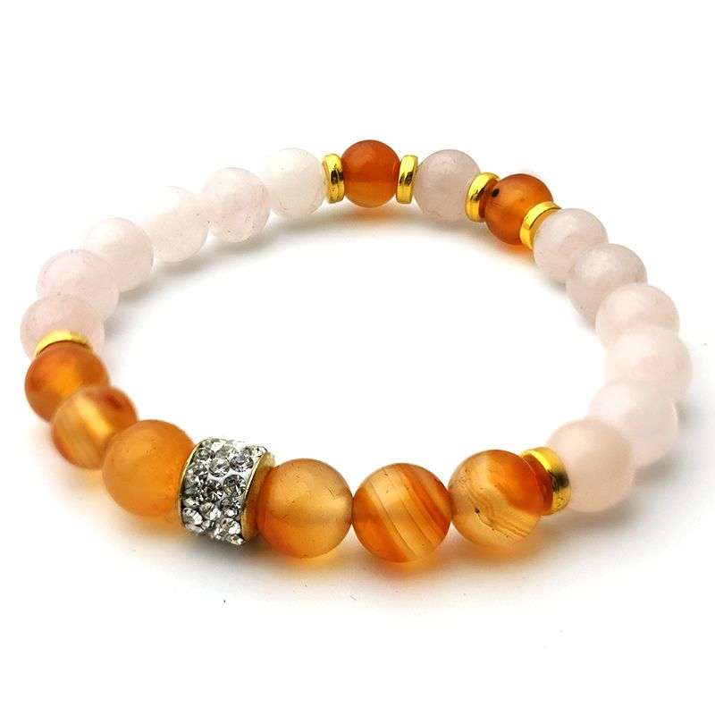 Evara Caruelian Rose Quartz Clairity &amp; Love Natural Stone Bracelet