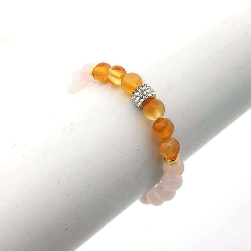 Evara Caruelian Rose Quartz Clairity &amp; Love Natural Stone Bracelet