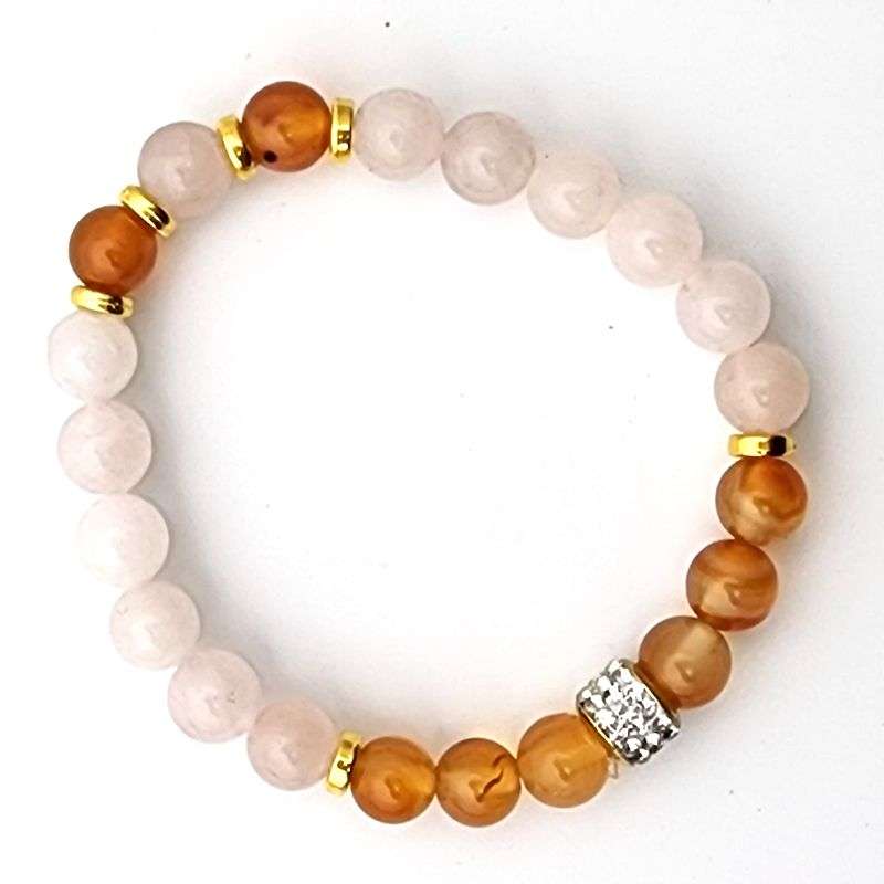 Evara Caruelian Rose Quartz Clairity &amp; Love Natural Stone Bracelet