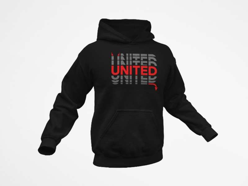 BUFFTEE Word Illusion United Home Jersey Man Supporters utd Hoodie-Unisex 