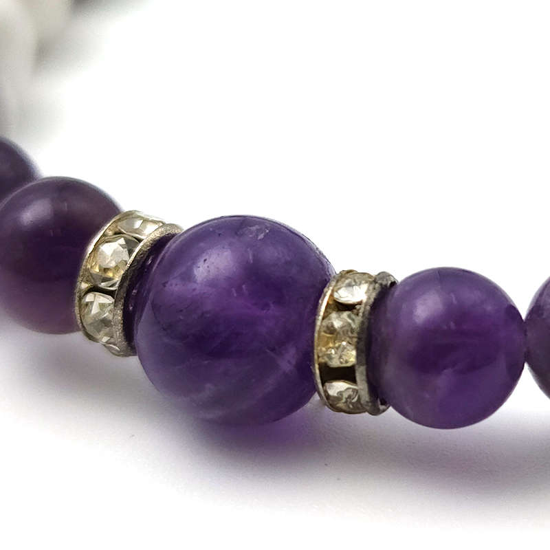  Evara Amethyst &amp; Howlite Natural Stone Bracelet Clairity Crystals