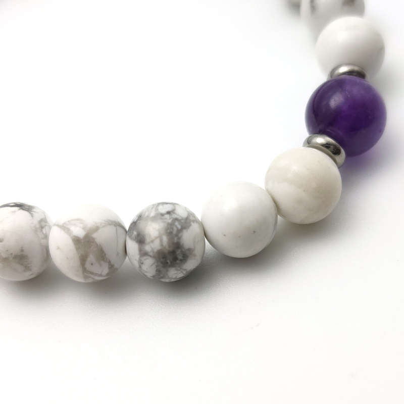  Evara Amethyst &amp; Howlite Natural Stone Bracelet Clairity Crystals