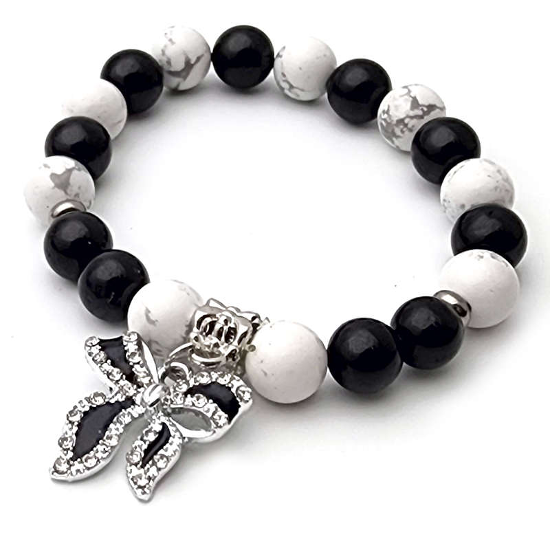 Evara Obsidian Howlite Natural Stone Bracelet Clairity Protection Crystal