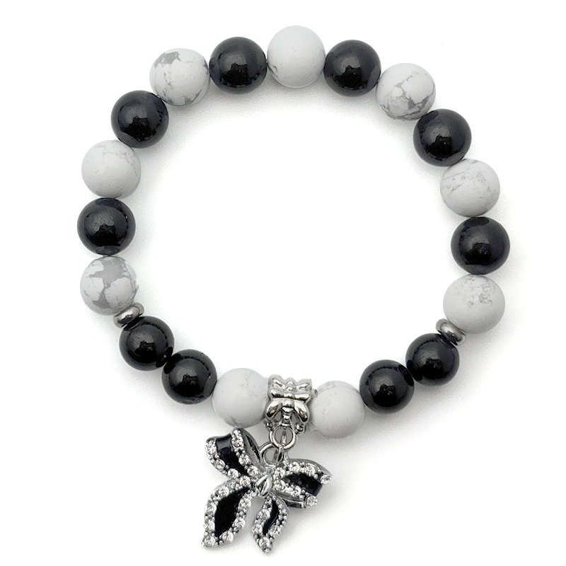 Evara Obsidian Howlite Natural Stone Bracelet Clairity Protection Crystal