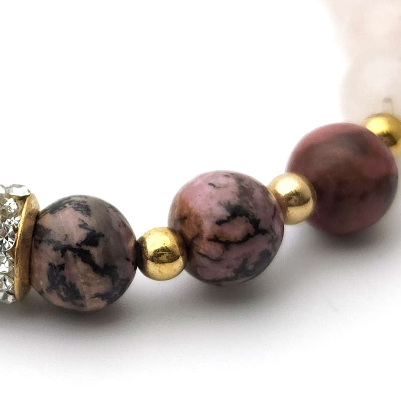 Evara Rhodonite &amp; Rose Quartz Natural Stone Bracelet Love Crystals