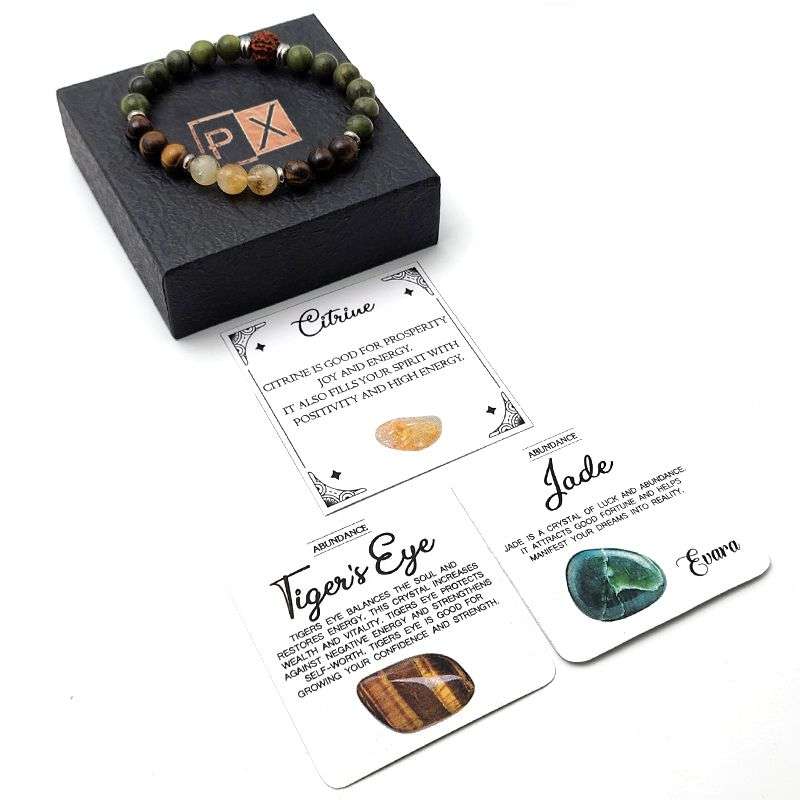 Evara Citrine Jade Tigerseye Natural Stone &amp; Mala Bracelet Crystals