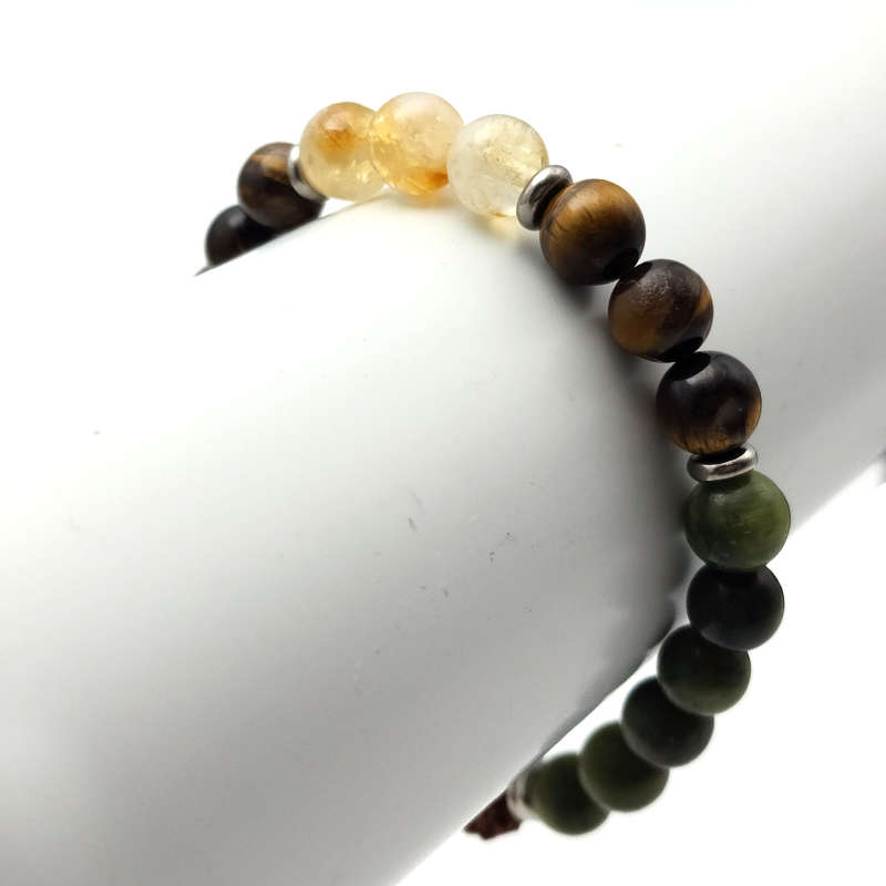 Evara Citrine Jade Tigerseye Natural Stone &amp; Mala Bracelet Crystals