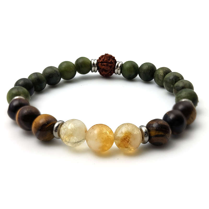 Evara Citrine Jade Tigerseye Natural Stone &amp; Mala Bracelet Crystals