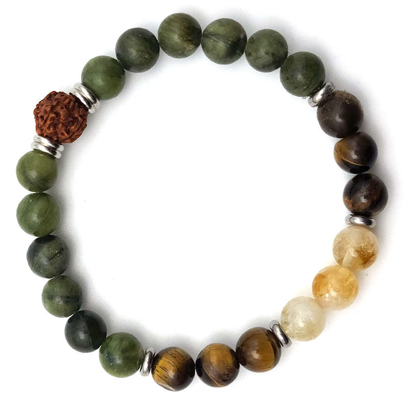 Evara Citrine Jade Tigerseye Natural Stone &amp; Mala Bracelet Crystals