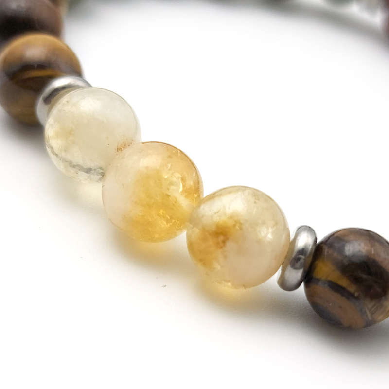 Evara Citrine Jade Tigerseye Natural Stone &amp; Mala Bracelet Crystals