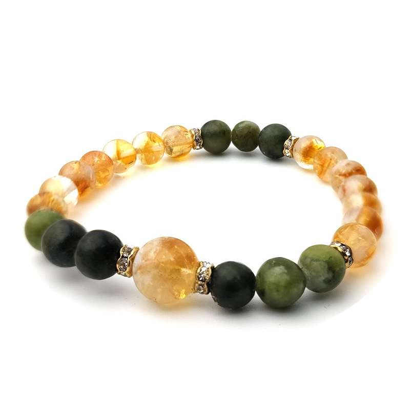 Evara Raksha Bandhan Citrine Jewel Jade Natural Stone Rakhi Bracelet 16cm