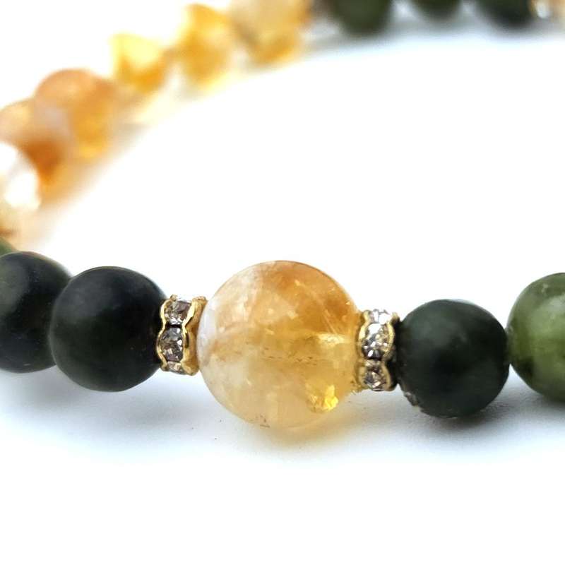 Evara Raksha Bandhan Citrine Jewel Jade Natural Stone Rakhi Bracelet 16cm