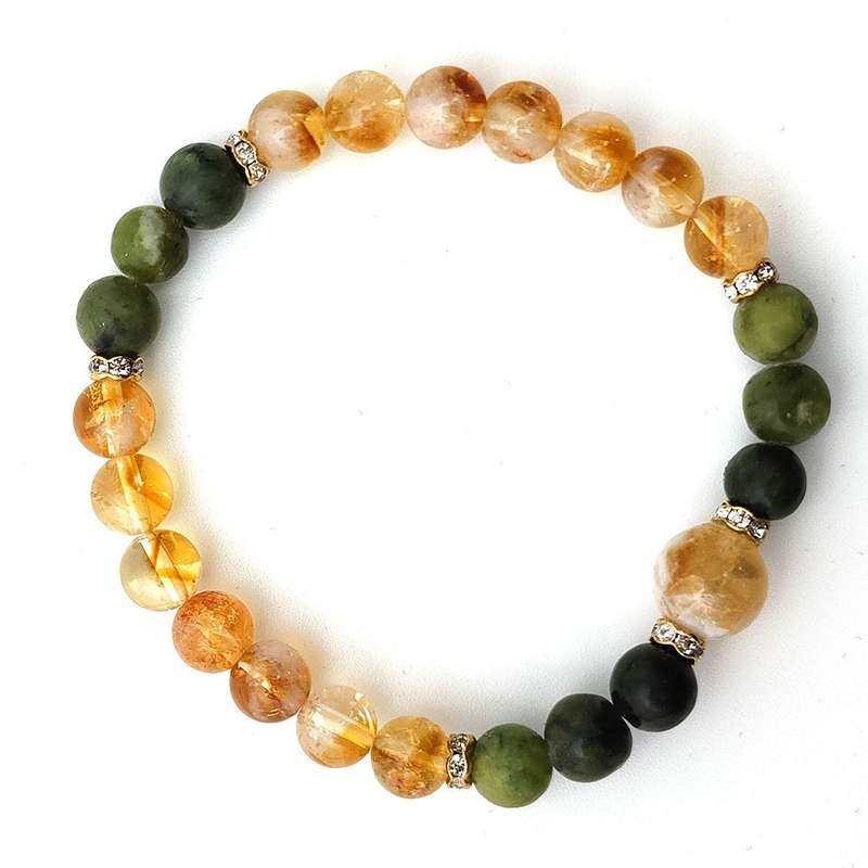 Evara Raksha Bandhan Citrine Jewel Jade Natural Stone Rakhi Bracelet 16cm