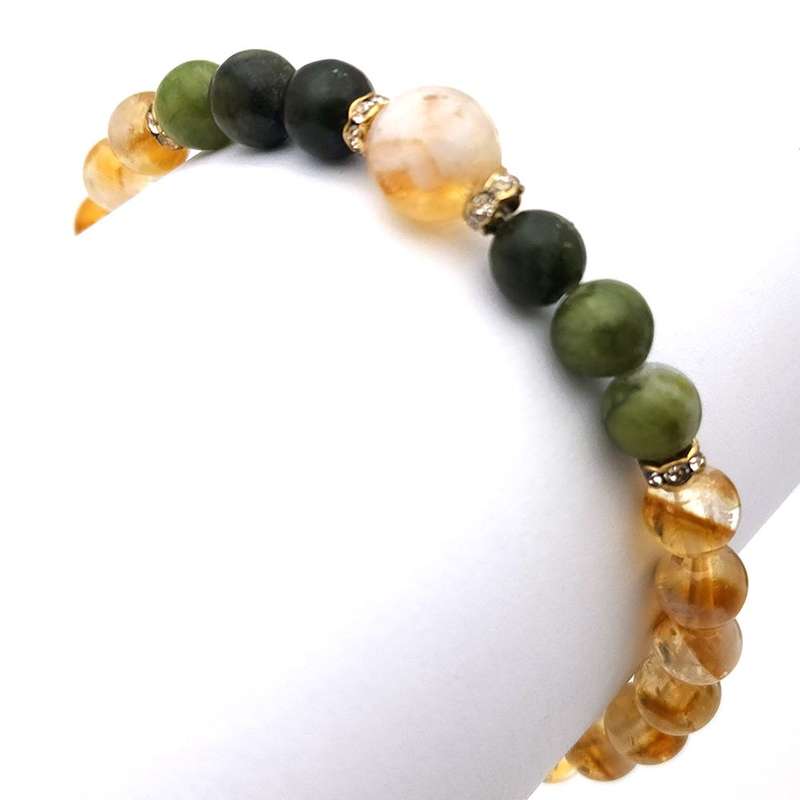 Evara Raksha Bandhan Citrine Jewel Jade Natural Stone Rakhi Bracelet 16cm