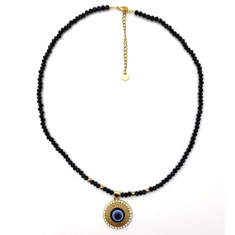 Evara Malocchio Black Tourmaline Necklace Bracelet &amp; Anklet Evileye Set