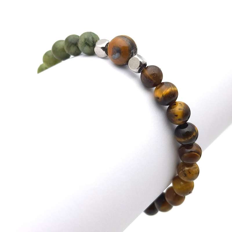 Evara Raksha Bandhan Half Tigers Eye Jade Natural 16cm Rakhi Bracelet