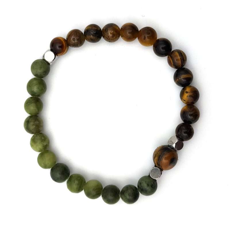 Evara Raksha Bandhan Half Tigers Eye Jade Natural 16cm Rakhi Bracelet