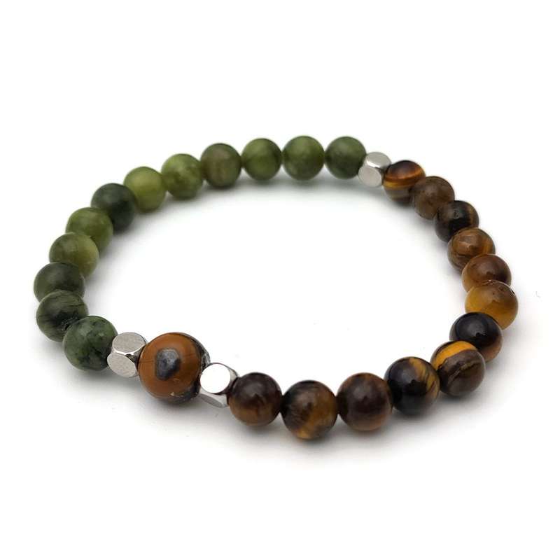 Evara Raksha Bandhan Half Tigers Eye Jade Natural 16cm Rakhi Bracelet