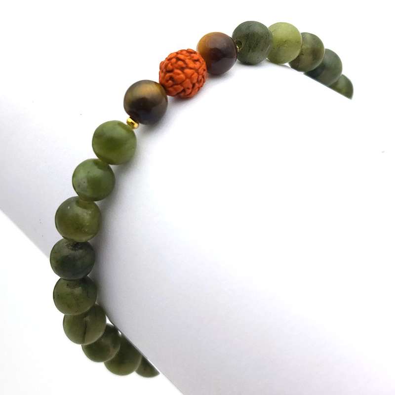 Evara Raksha Bandhan Jade TigersEye Mala Bead Natural Rakhi 16cm Bracelet