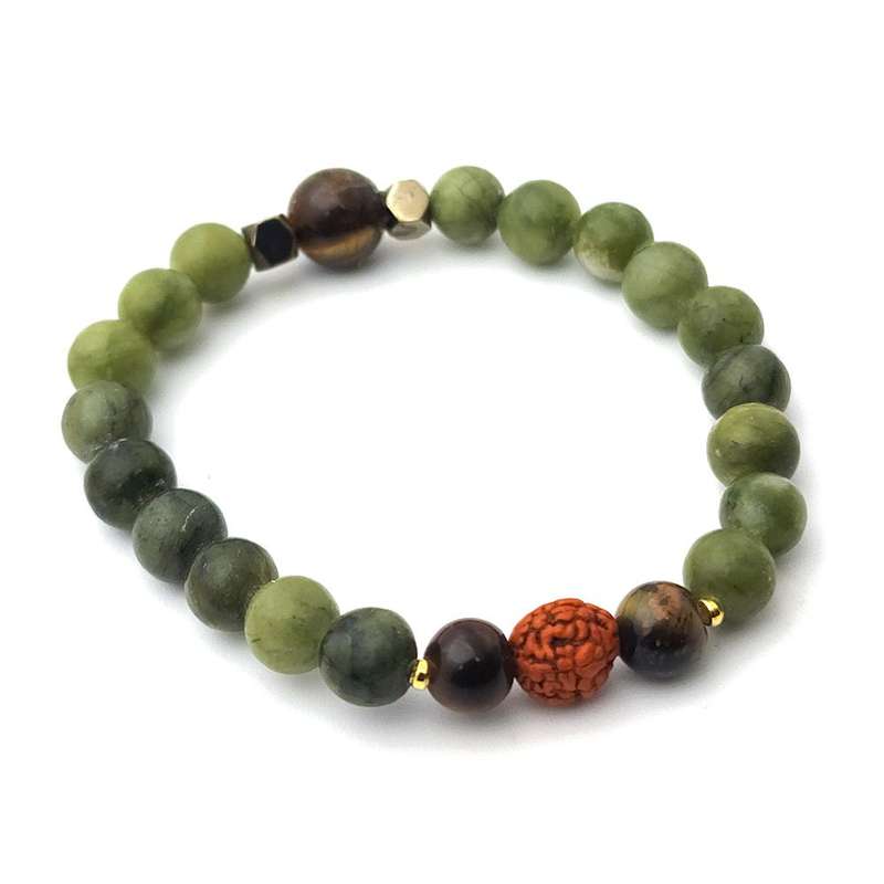 Evara Raksha Bandhan Jade TigersEye Mala Bead Natural Rakhi 16cm Bracelet