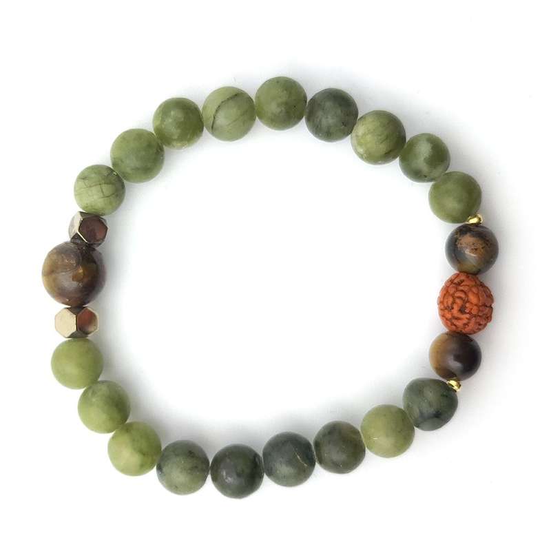 Evara Raksha Bandhan Jade TigersEye Mala Bead Natural Rakhi 16cm Bracelet
