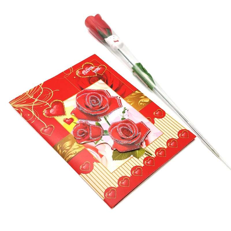 pX Happy Valentines Day Greeting Card-Musical Led Card and Forever Rose