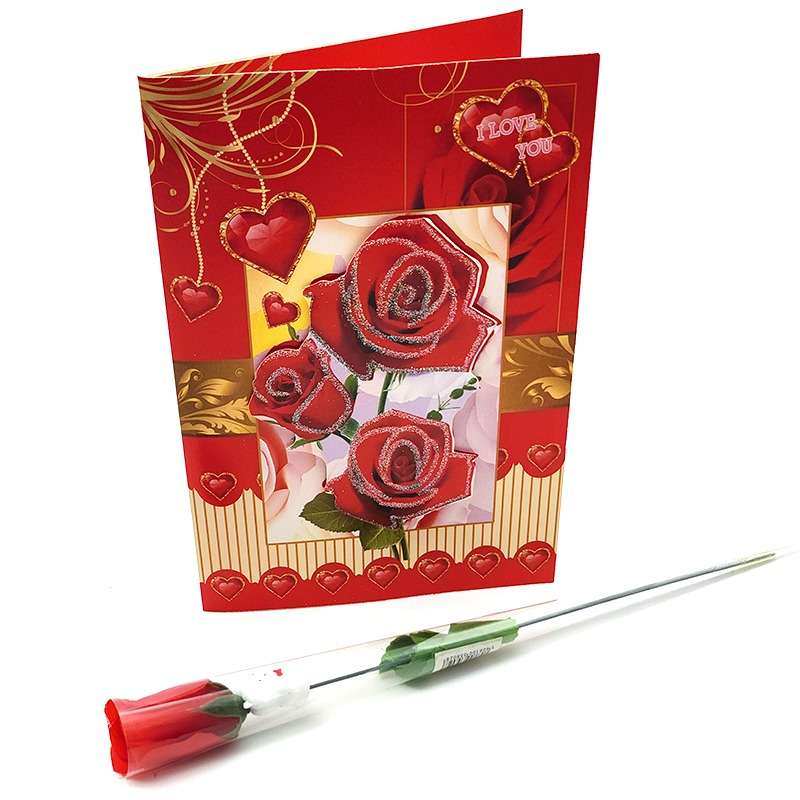 pX Happy Valentines Day Greeting Card-Musical Led Card and Forever Rose