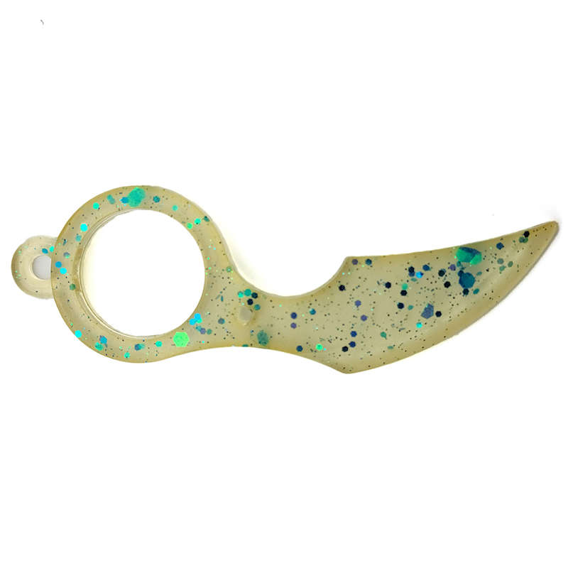pX Acrylic Assassin Blade Resin Keyring Attachment Blue Glitter Keychain Accessory