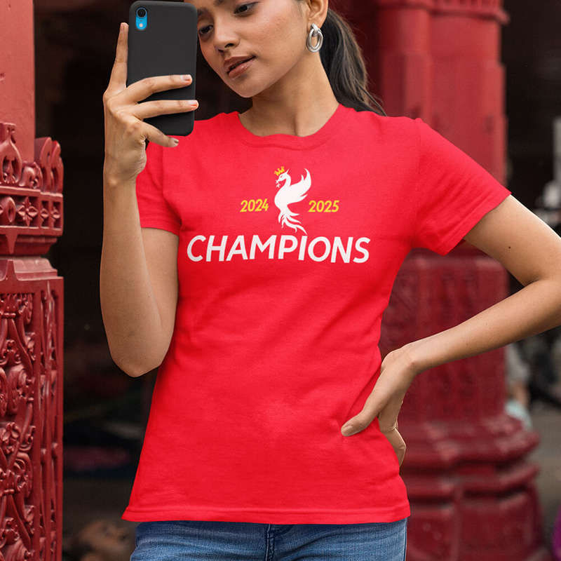 Bufftee League Champions 2024-2025 Liver-Bird Home Supporter Jersey Style T-shirt