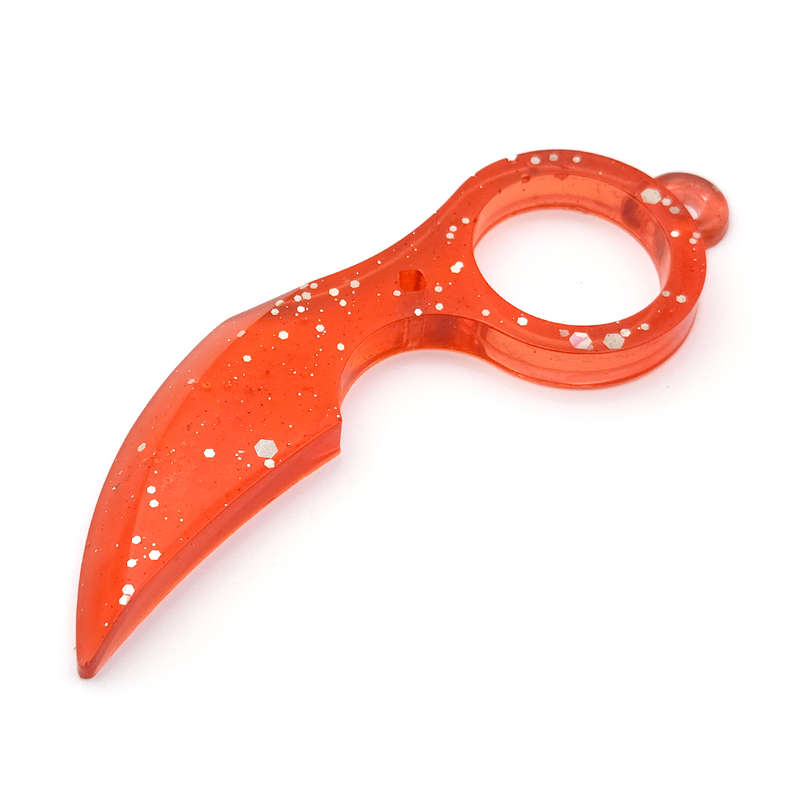 pX Scarlet Assassin Blade Resin Keyring Attachment Red Glitter Keychain Accessory