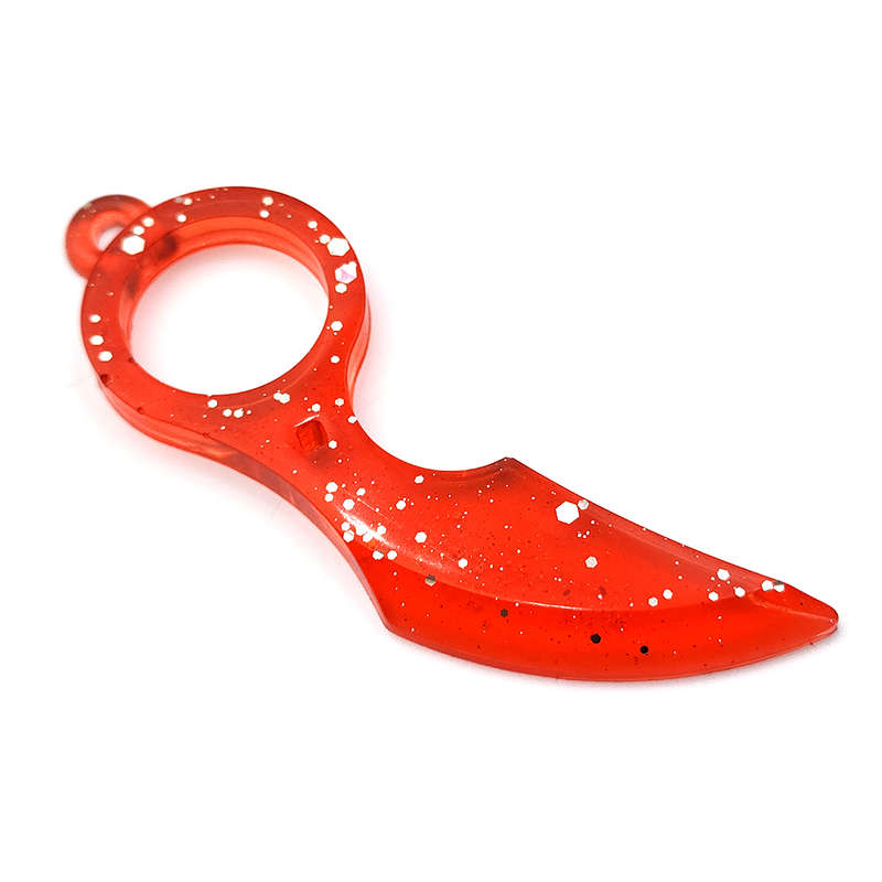 pX Scarlet Assassin Blade Resin Keyring Attachment Red Glitter Keychain Accessory