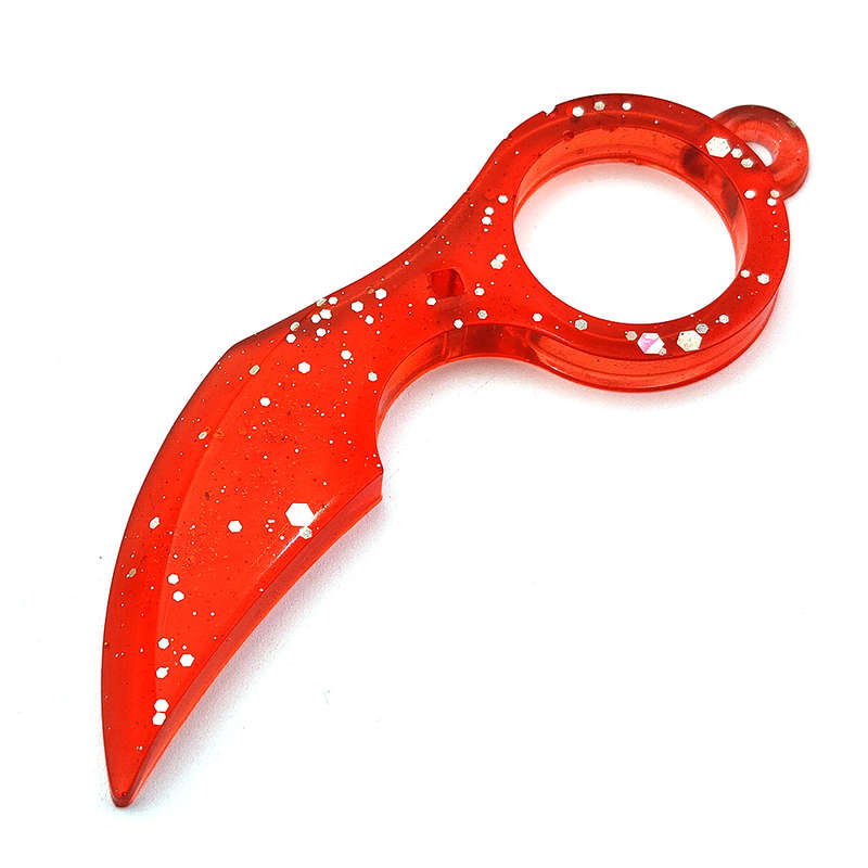 pX Scarlet Assassin Blade Resin Keyring Attachment Red Glitter Keychain Accessory