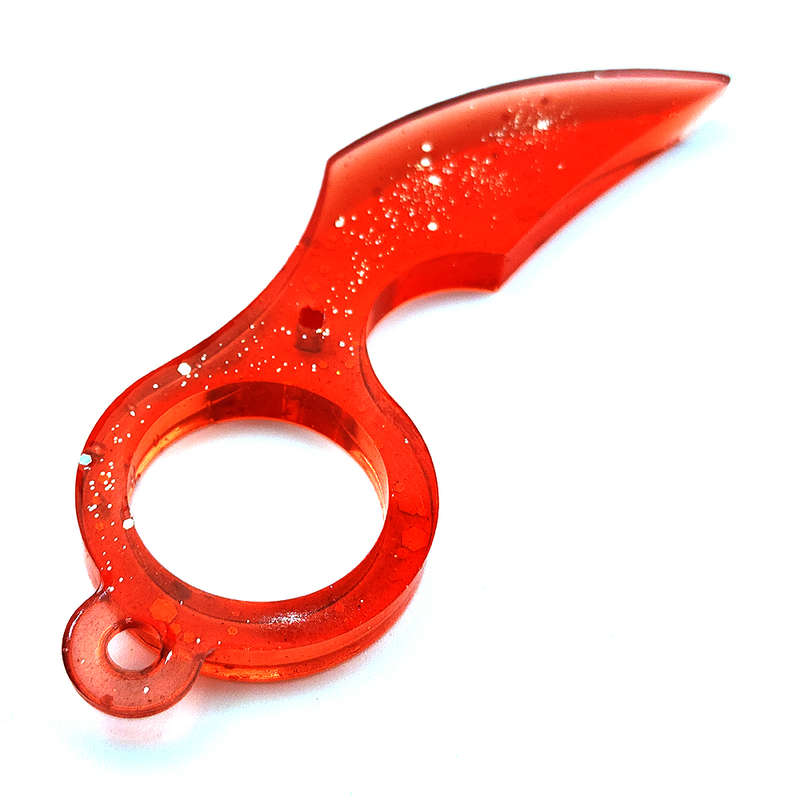 pX Scarlet Assassin Blade Resin Keyring Attachment Red Glitter Keychain Accessory