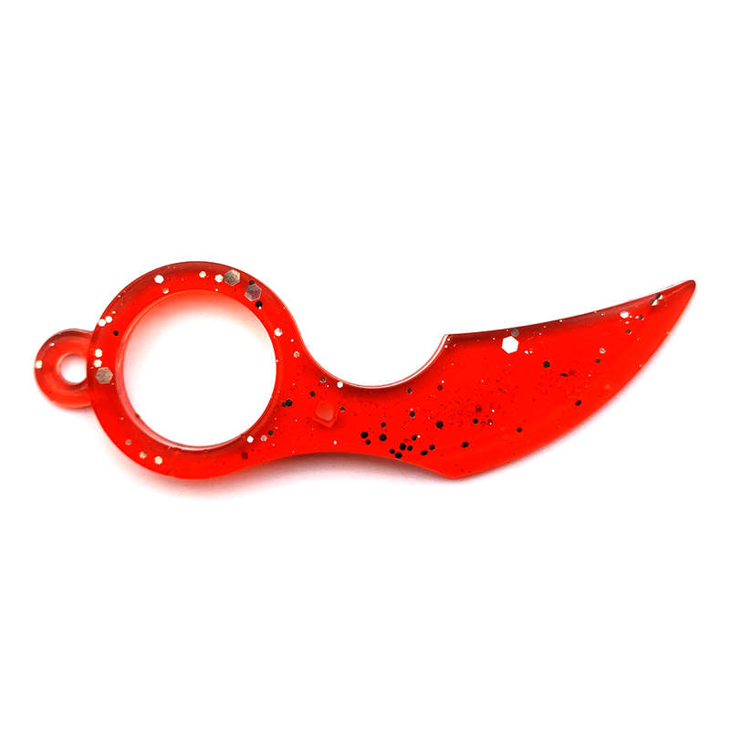 pX Scarlet Assassin Blade Resin Keyring Attachment Red Glitter Keychain Accessory