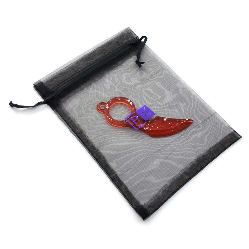 pX Scarlet Assassin Blade Resin Keyring Attachment Red Glitter Keychain Accessory