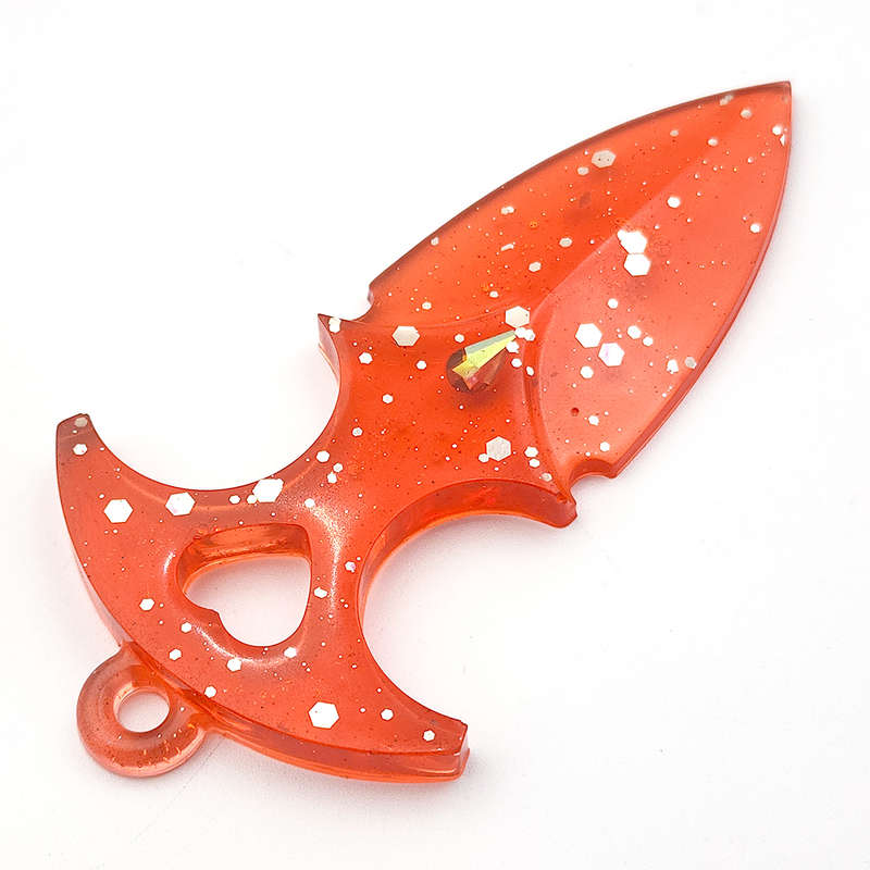 pX Scarlet Broad Blade Resin Knife Keyring AttachmentRed Glitter Keychain Accessory