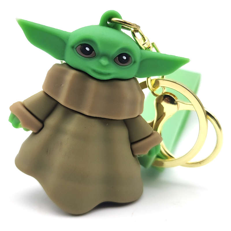 Baby Yoda Doll Keychain with Gold Keyring-Bell &amp; Silicone Strap Bag Charm with Baby Yod...