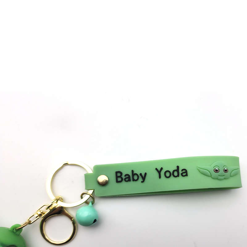 Baby Yoda Doll Keychain with Gold Keyring-Bell &amp; Silicone Strap Bag Charm with Baby Yod...