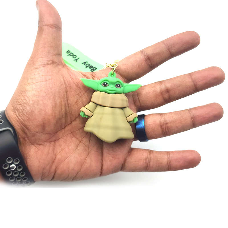 Baby Yoda Doll Keychain with Gold Keyring-Bell &amp; Silicone Strap Bag Charm with Baby Yod...
