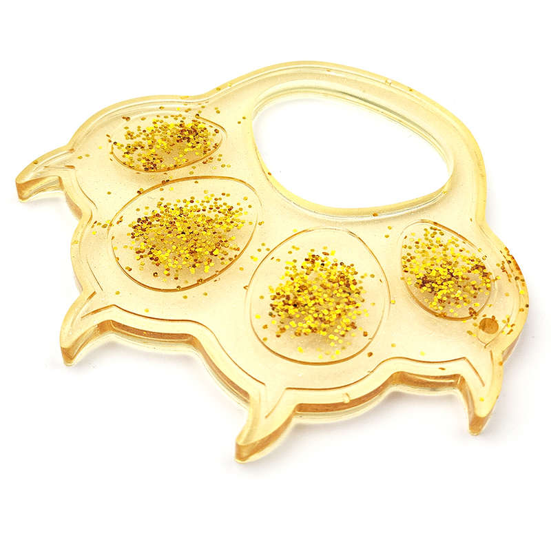 pX Gold Glitter Resin Paw Keyring with Claws  Cute Keychain Accessory for Women