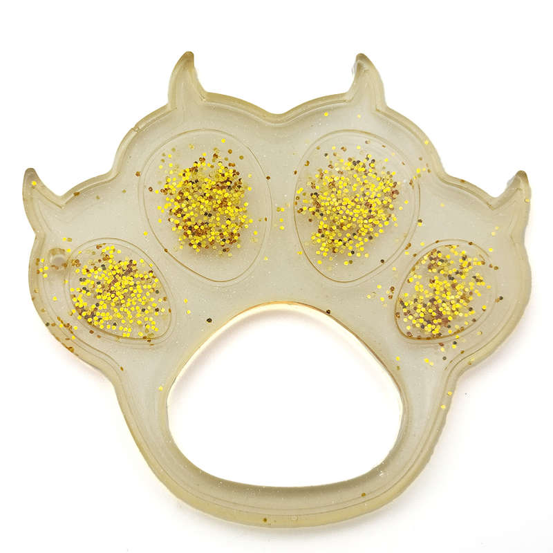 pX Gold Glitter Resin Paw Keyring with Claws  Cute Keychain Accessory for Women